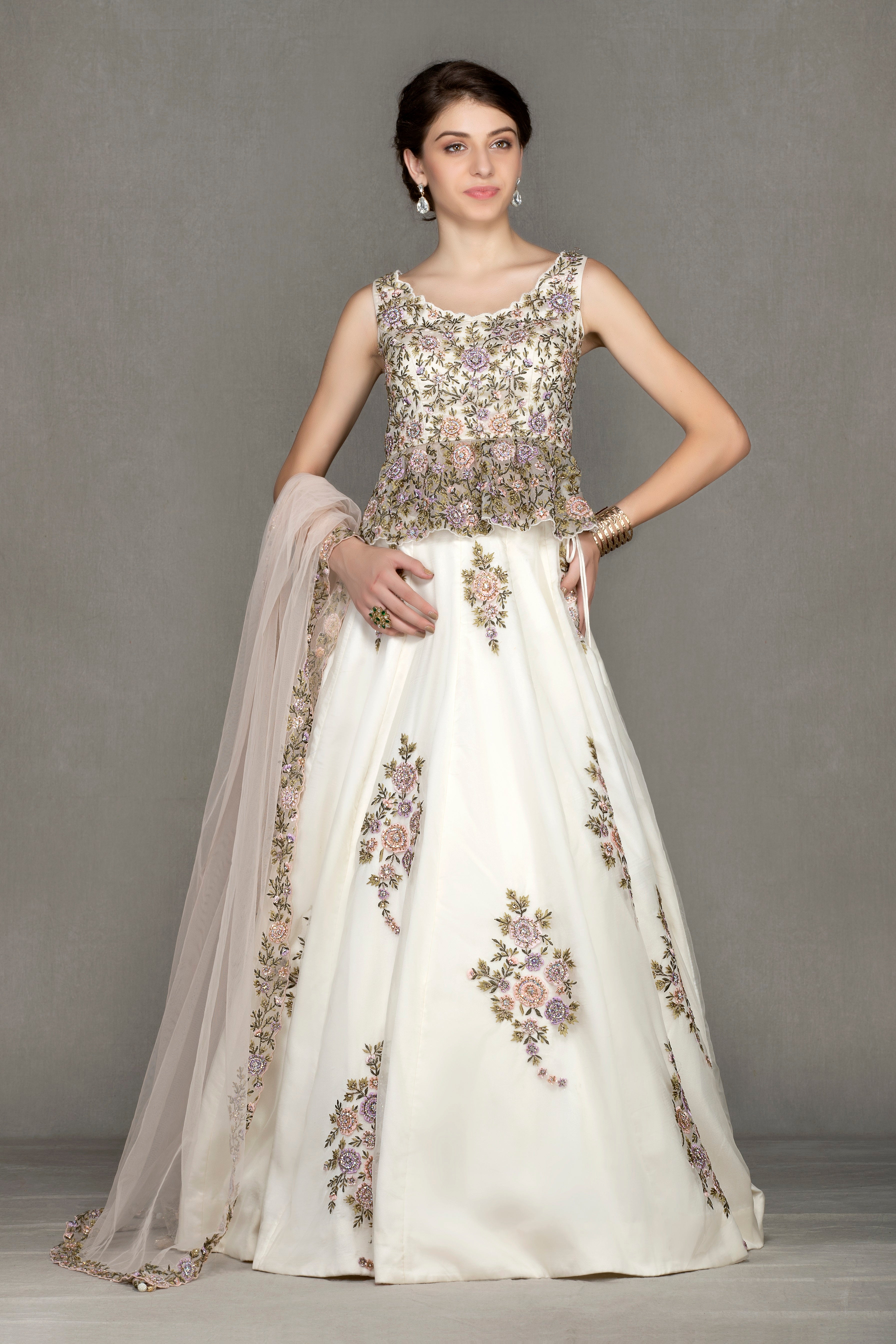 Thread Work Embroidered Peplum Lehenga