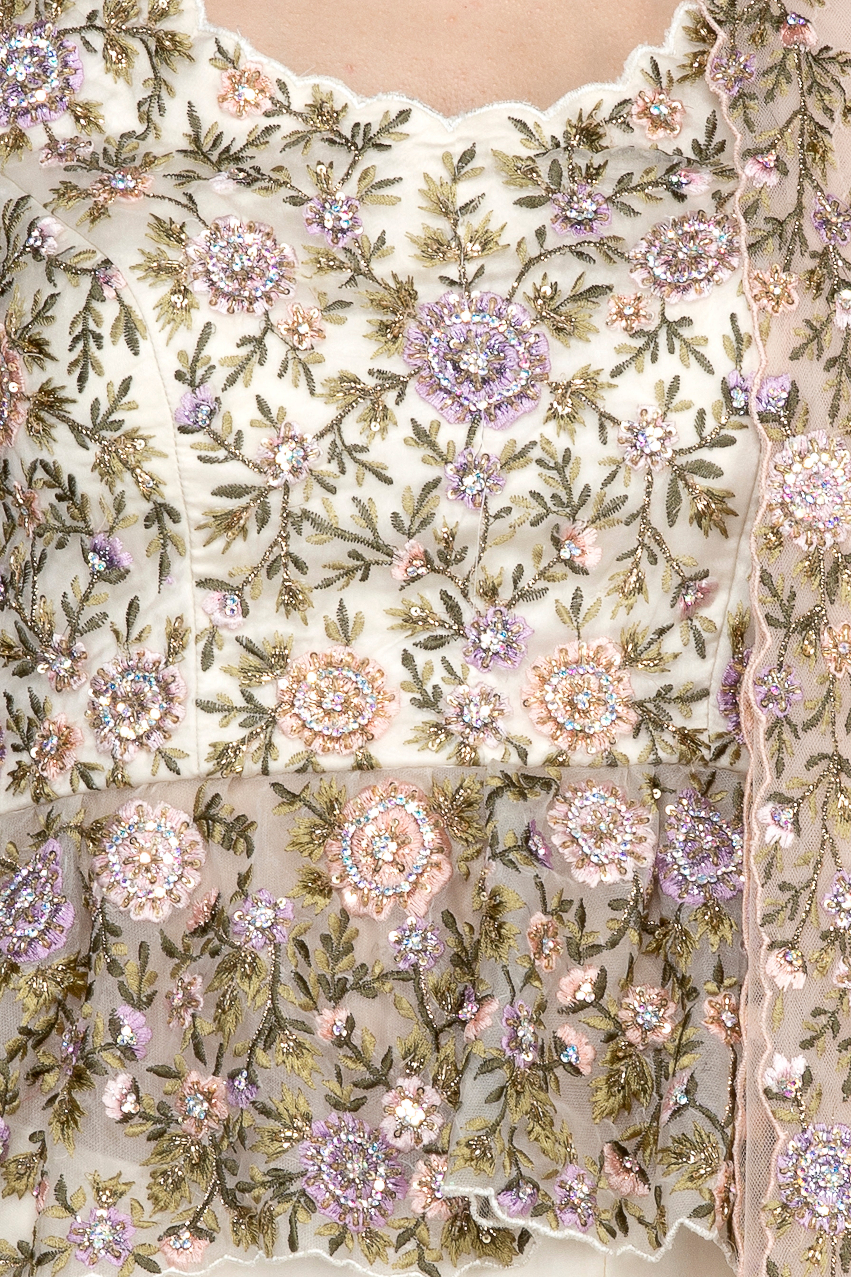 Thread Work Embroidered Peplum Lehenga