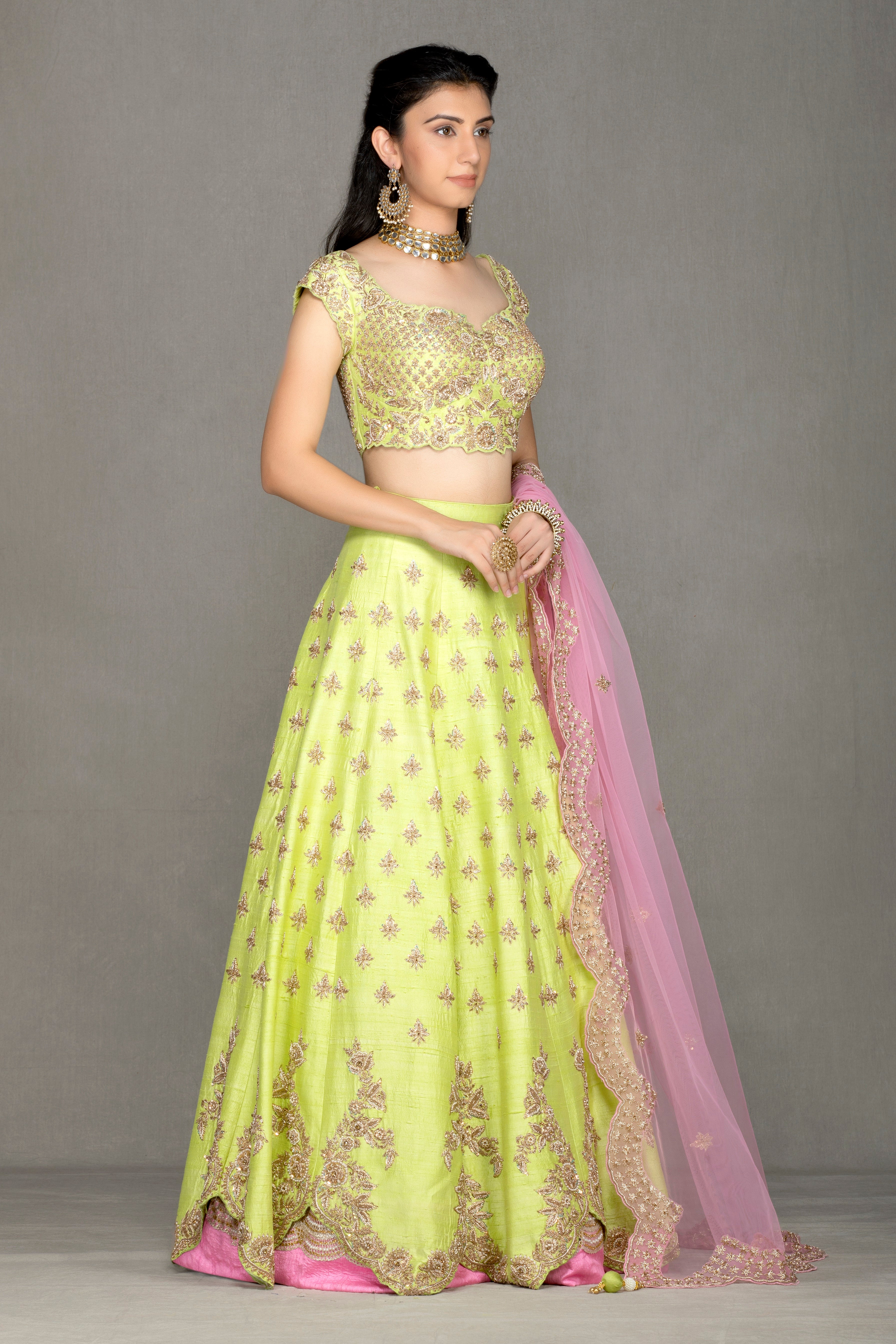 Bridal/Semi-Bridal Lehenga with Dabka work