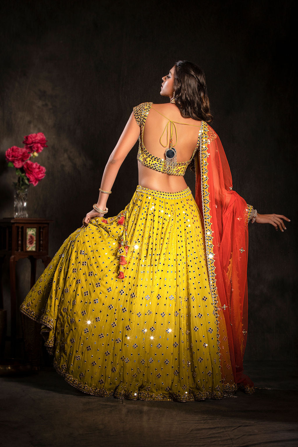 Mirror Embroidered Top and skirt