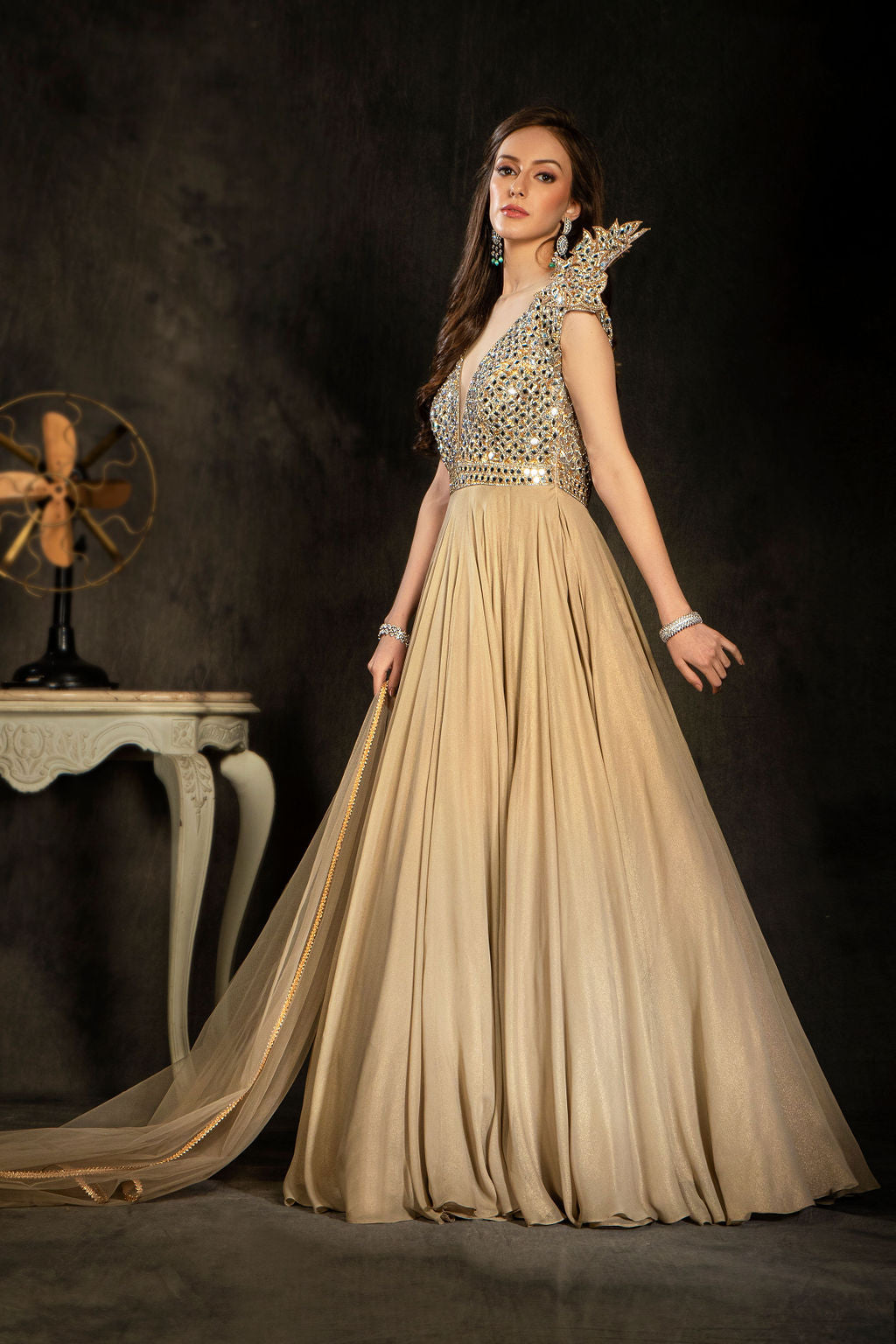 Trendy Gown with Mirror Work
