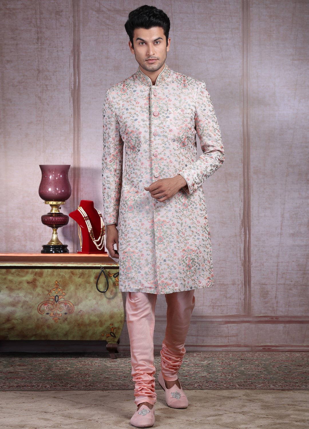 Cream Silk Sherwani