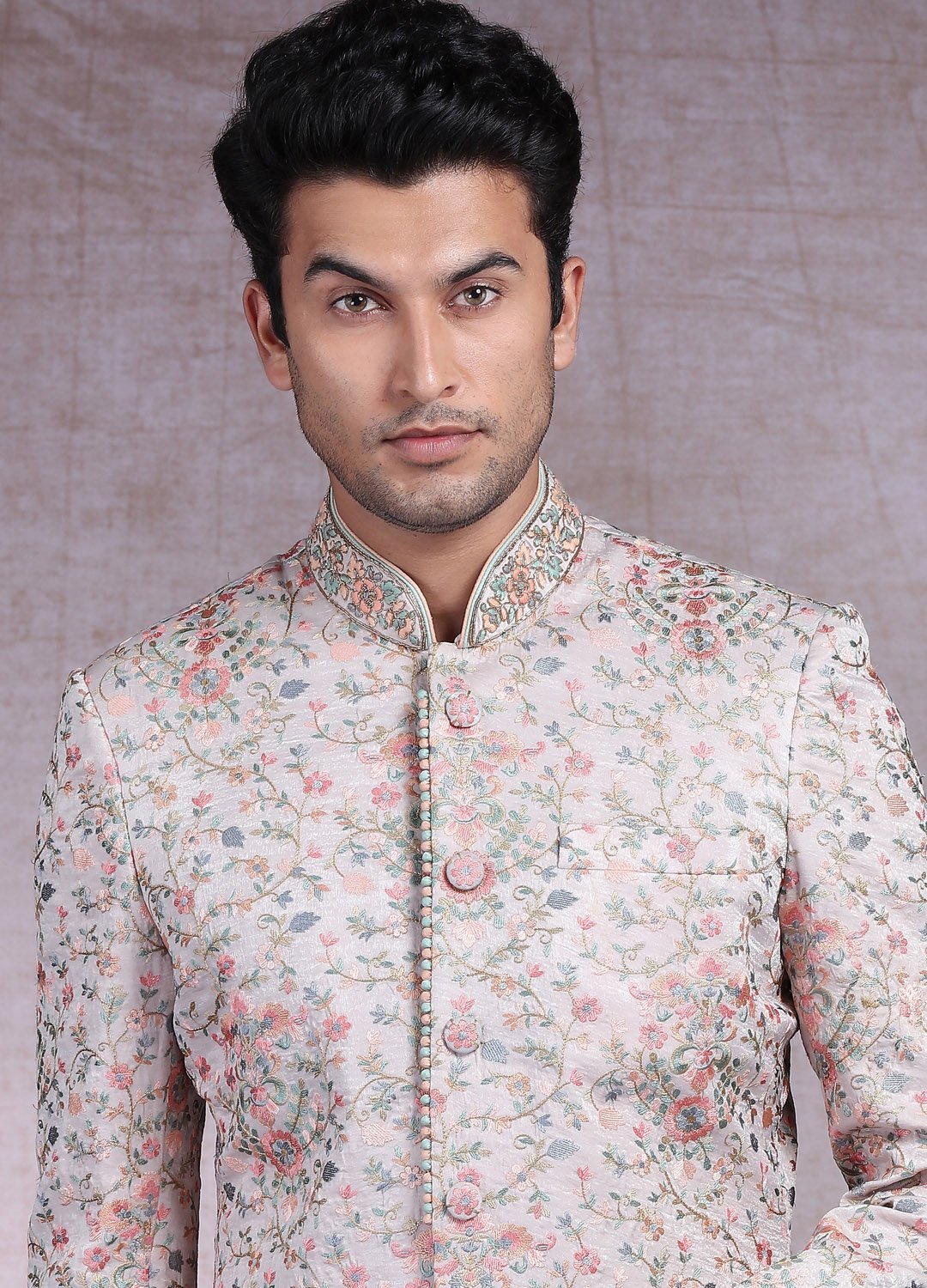 Cream Silk Sherwani