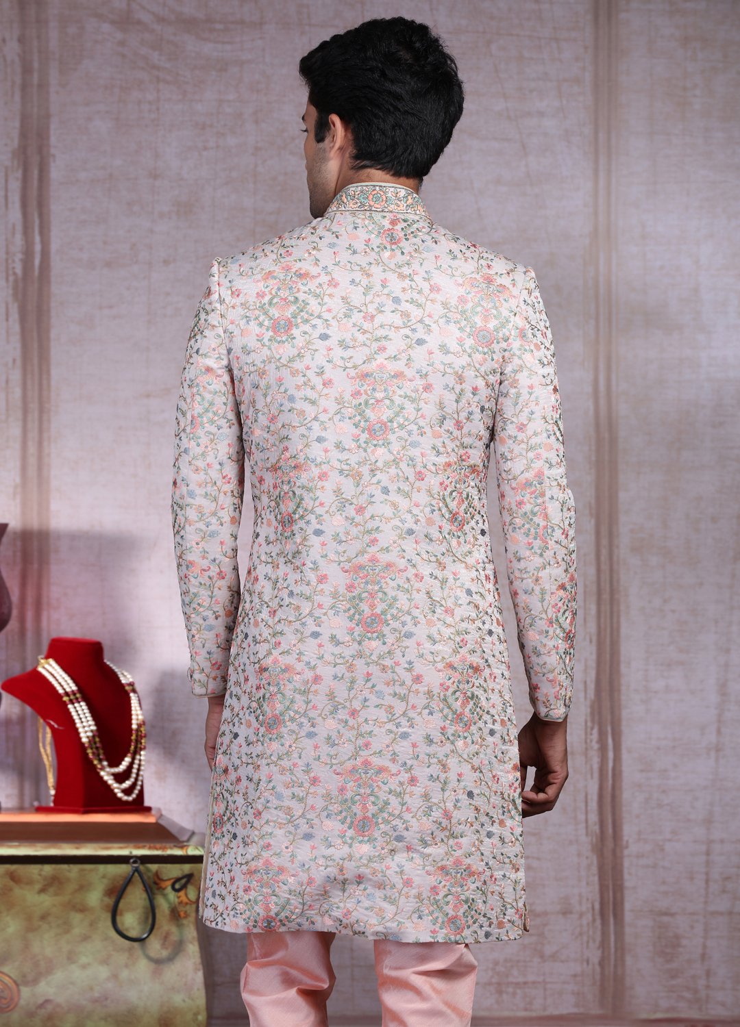 Cream Silk Sherwani