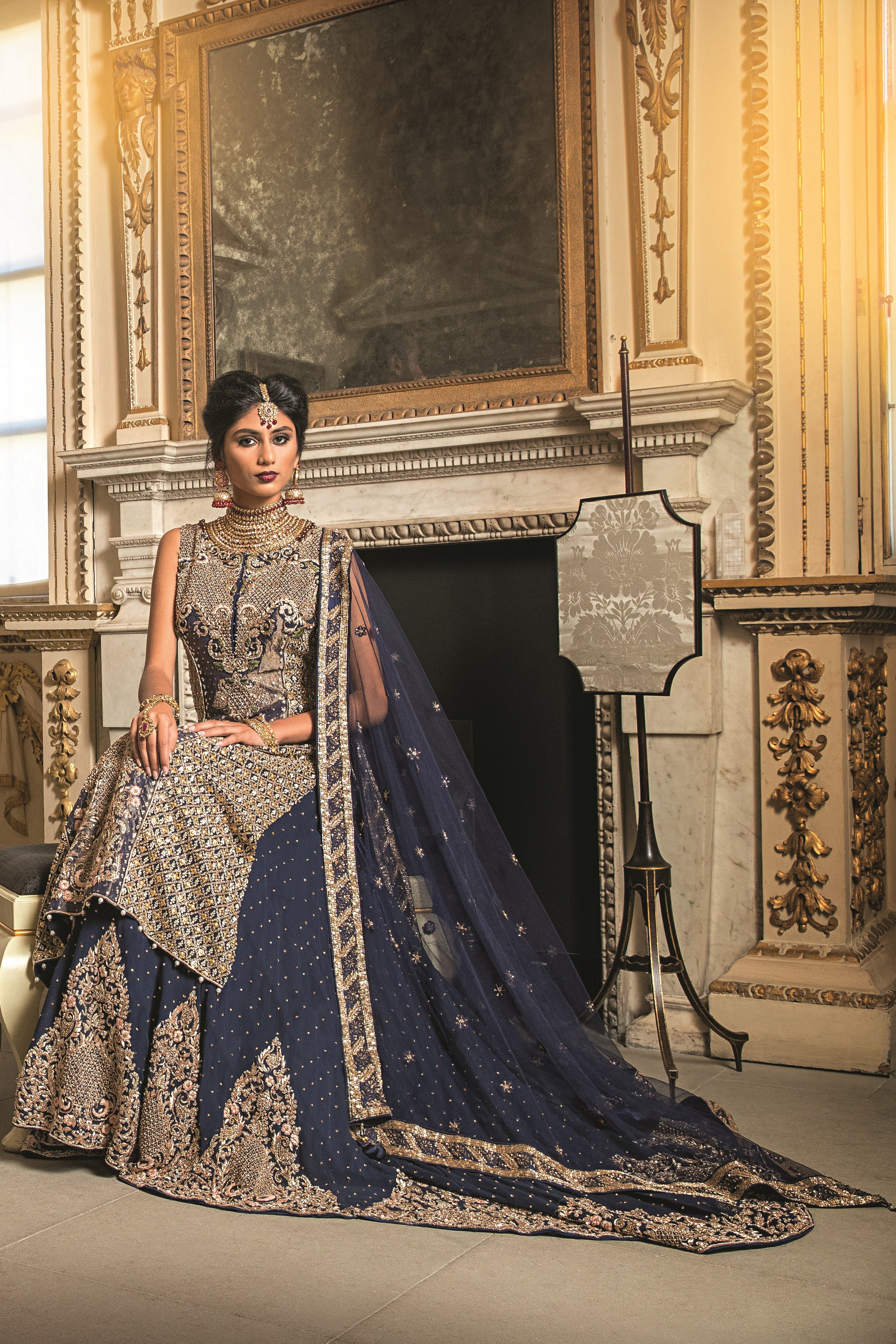 Navy Kameez and Bridal Lehnga