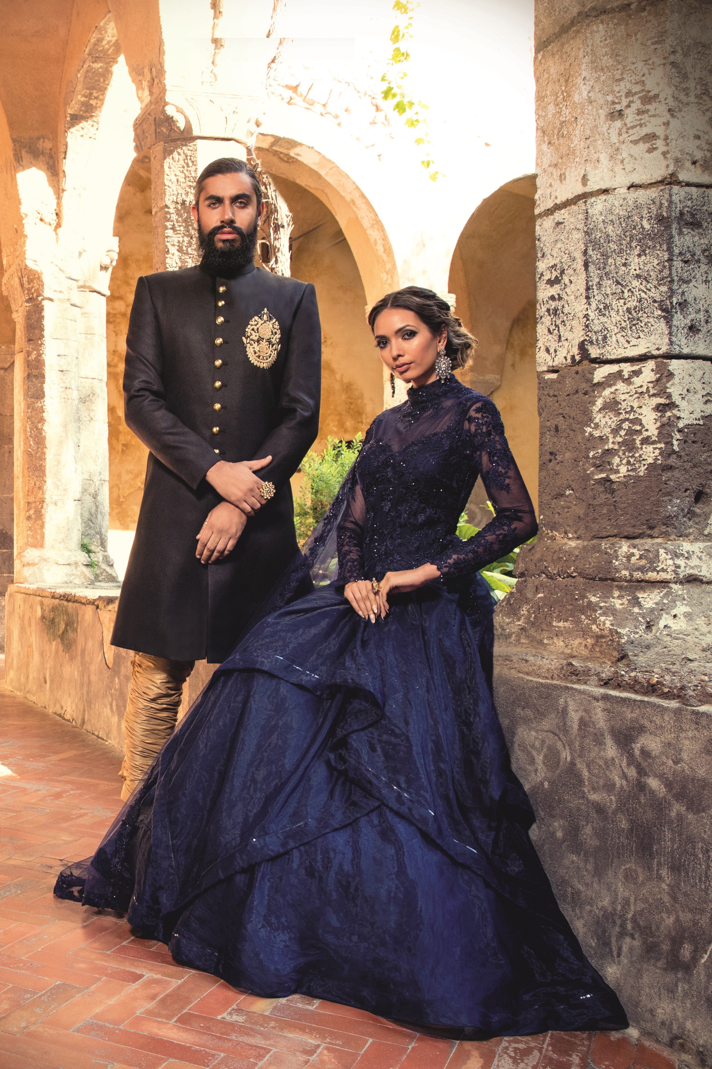 Navy Organza ball Indo/Western Gown