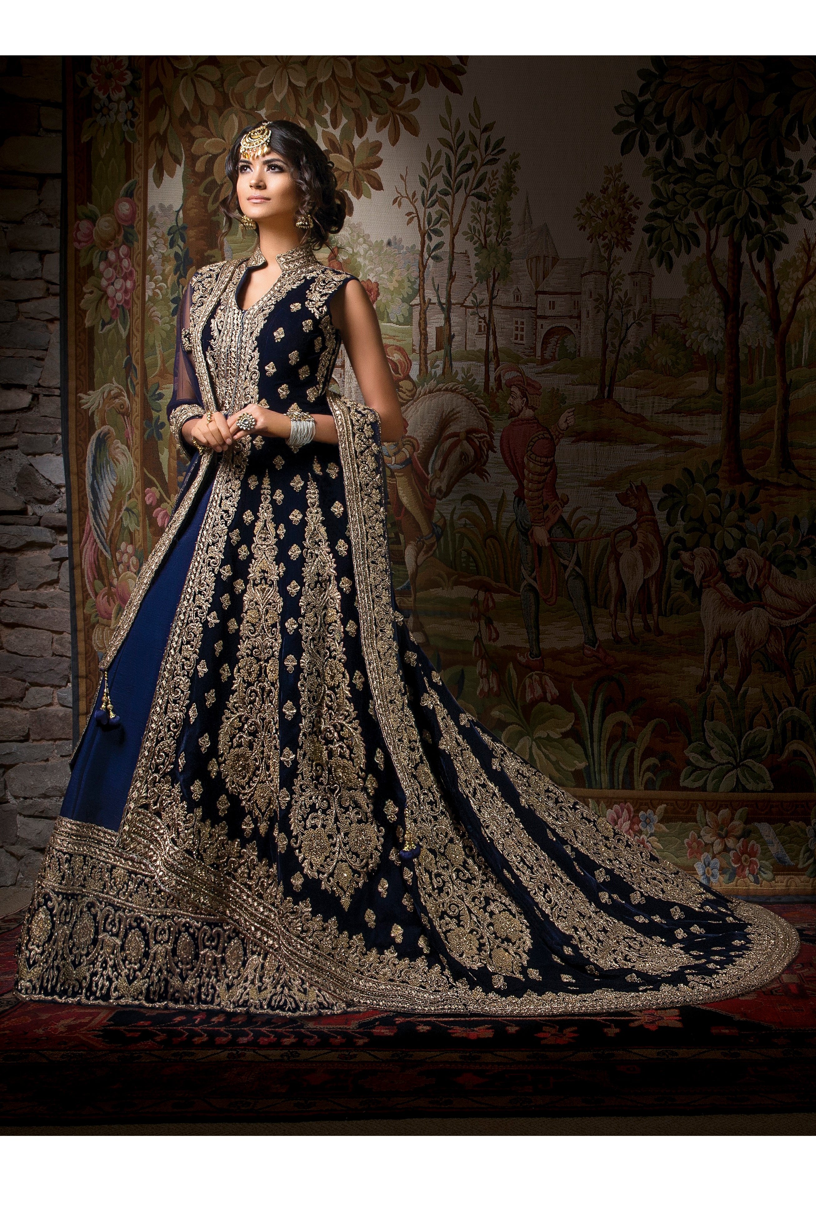 Navy Velvet Bridal Jacket with Maxi
