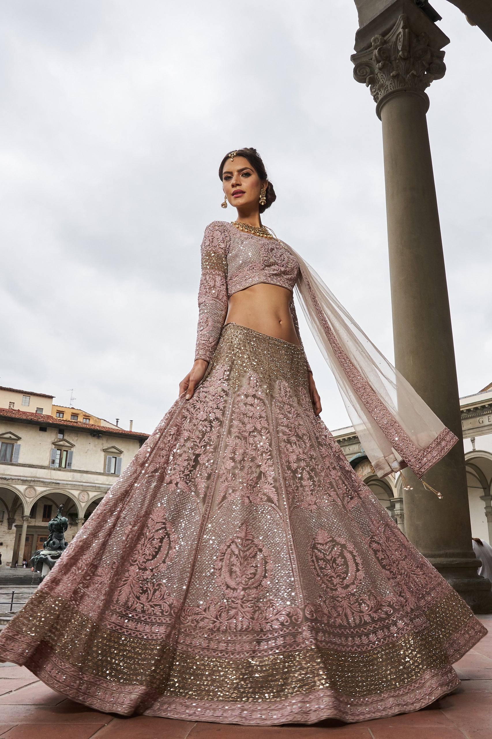 Lilac Net Bridal Lehenga