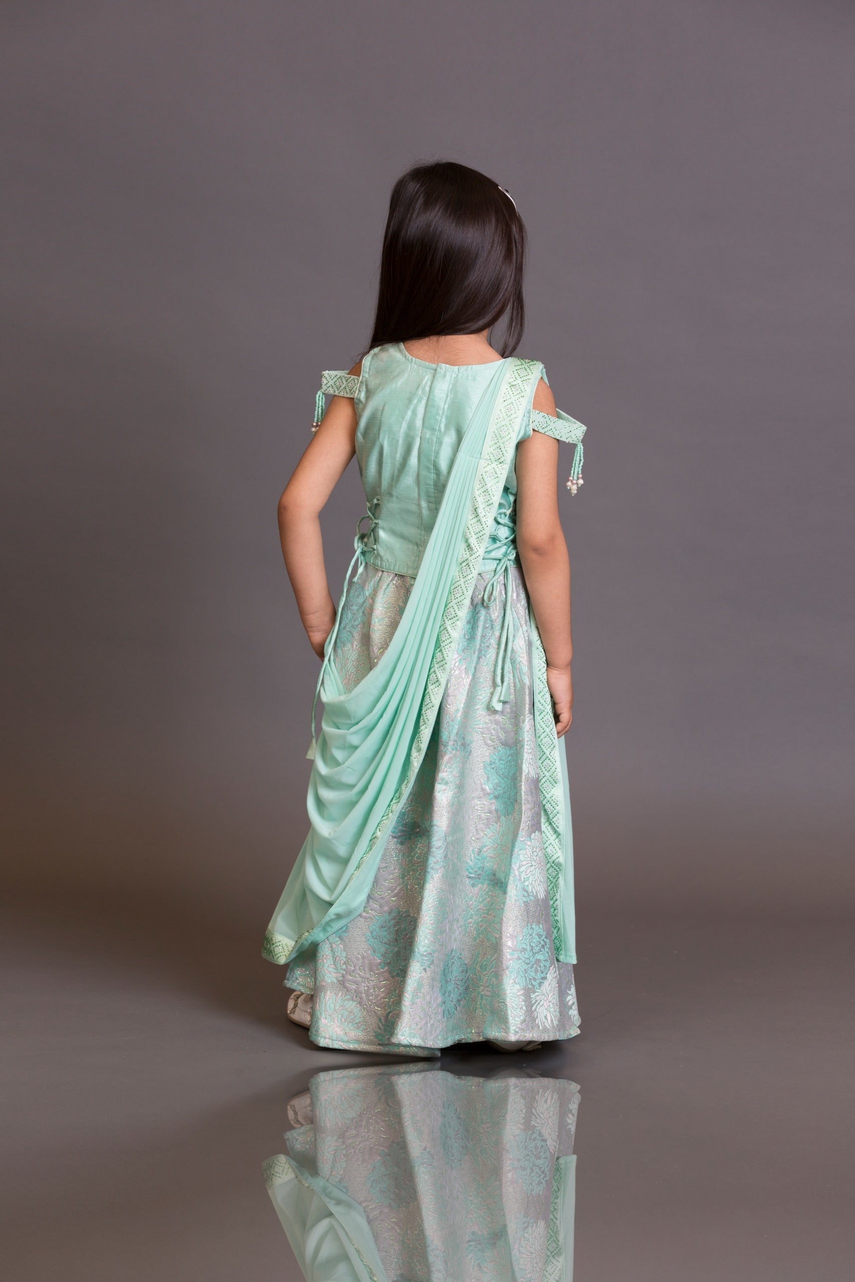 Kidswear sky blue top skirt dupata