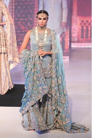 Powder Blue Bridal Gharara with Kameez