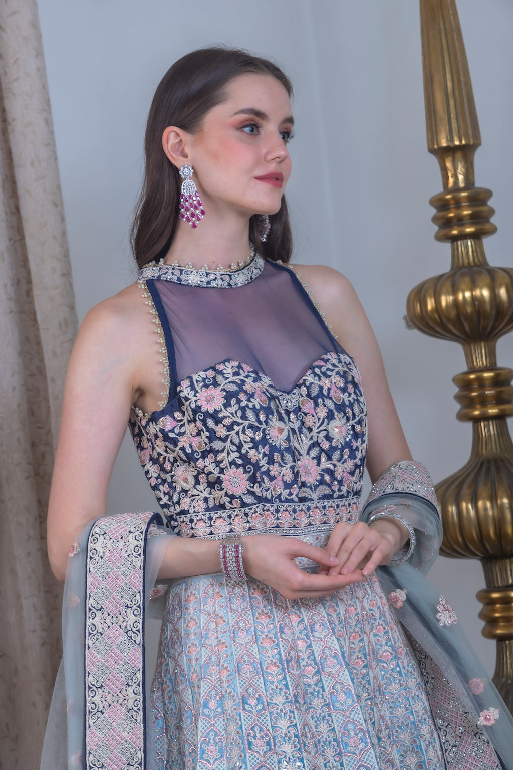 Baby Blue and Blue Ombre Lehenga