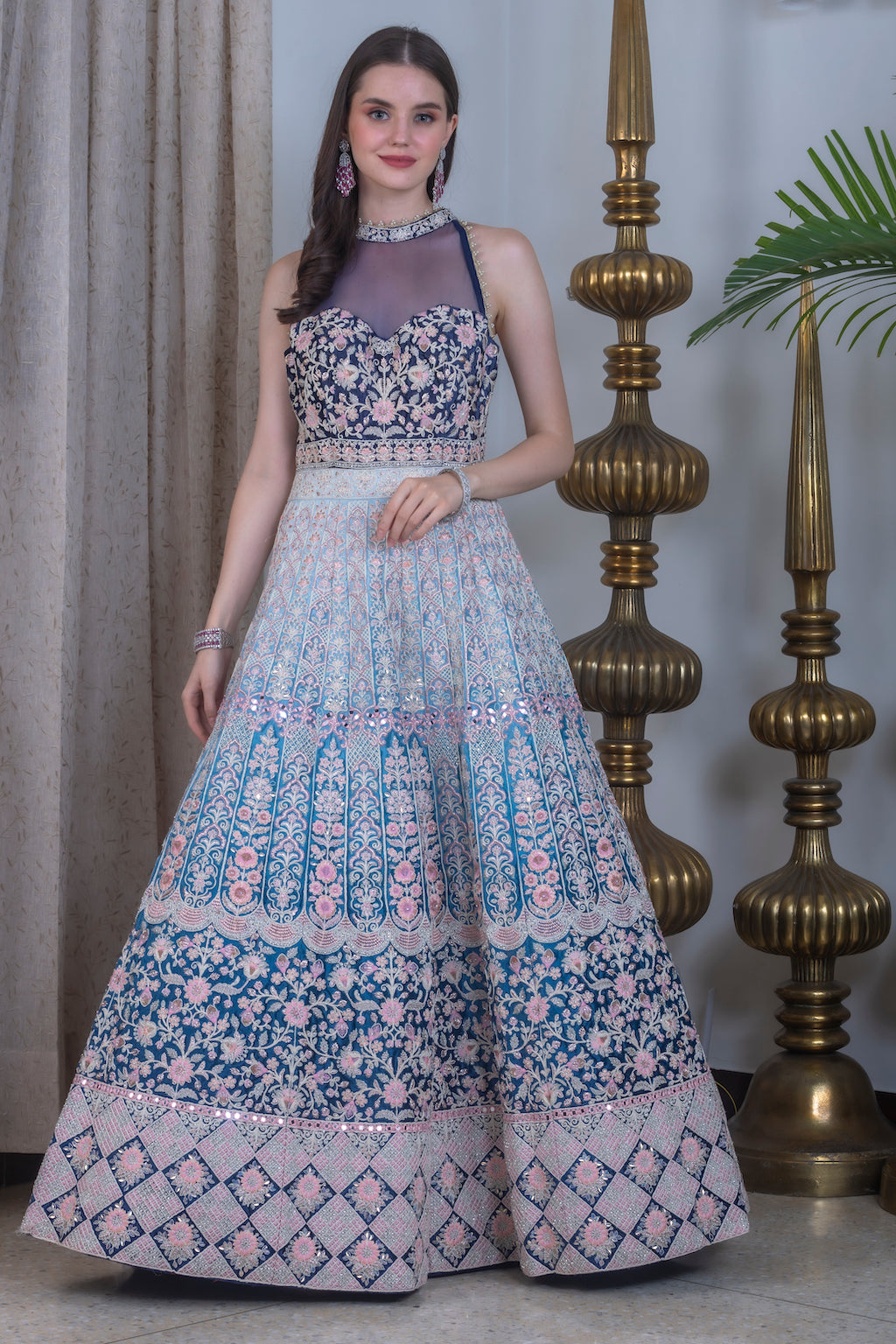 Baby Blue and Blue Ombre Lehenga