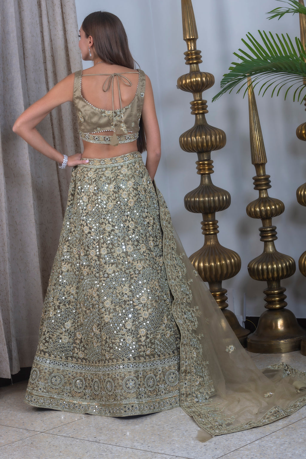 Olive color Lehenga