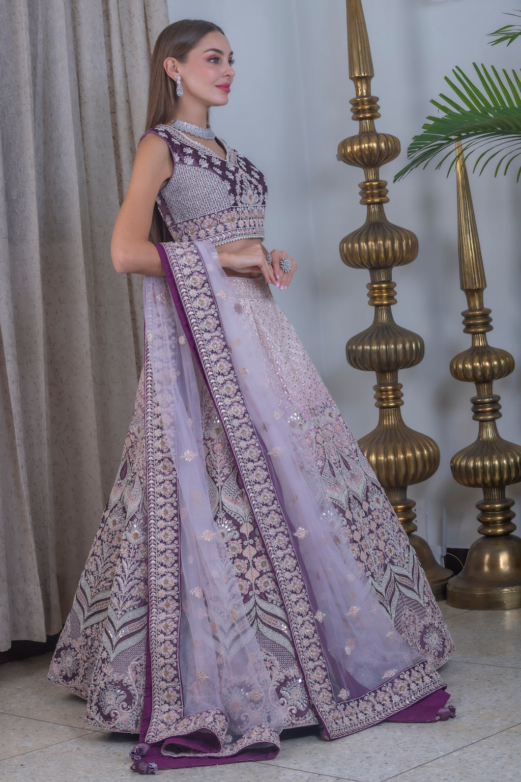 Baby pink and mauve Ombre Lehenga