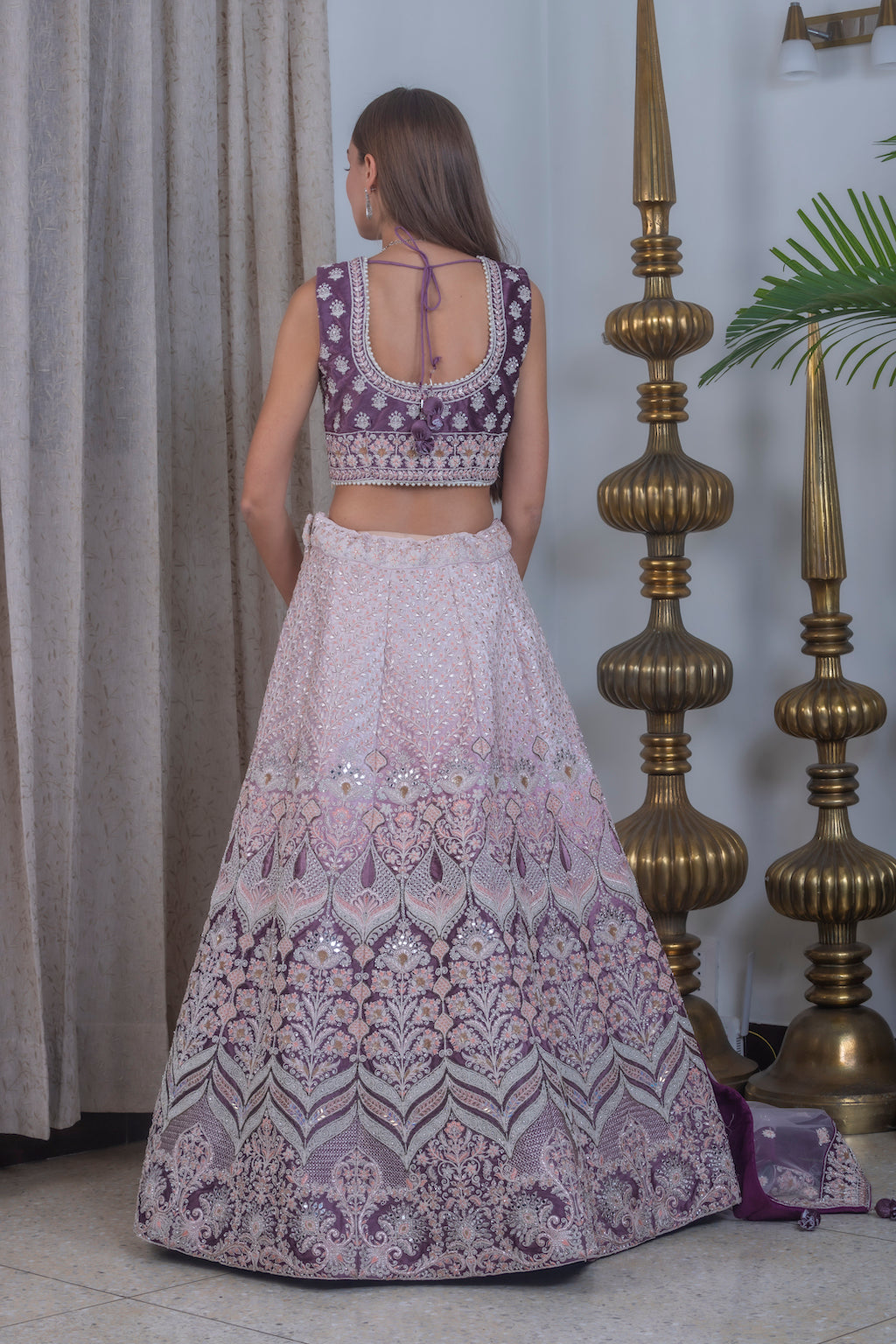 Baby pink and mauve Ombre Lehenga