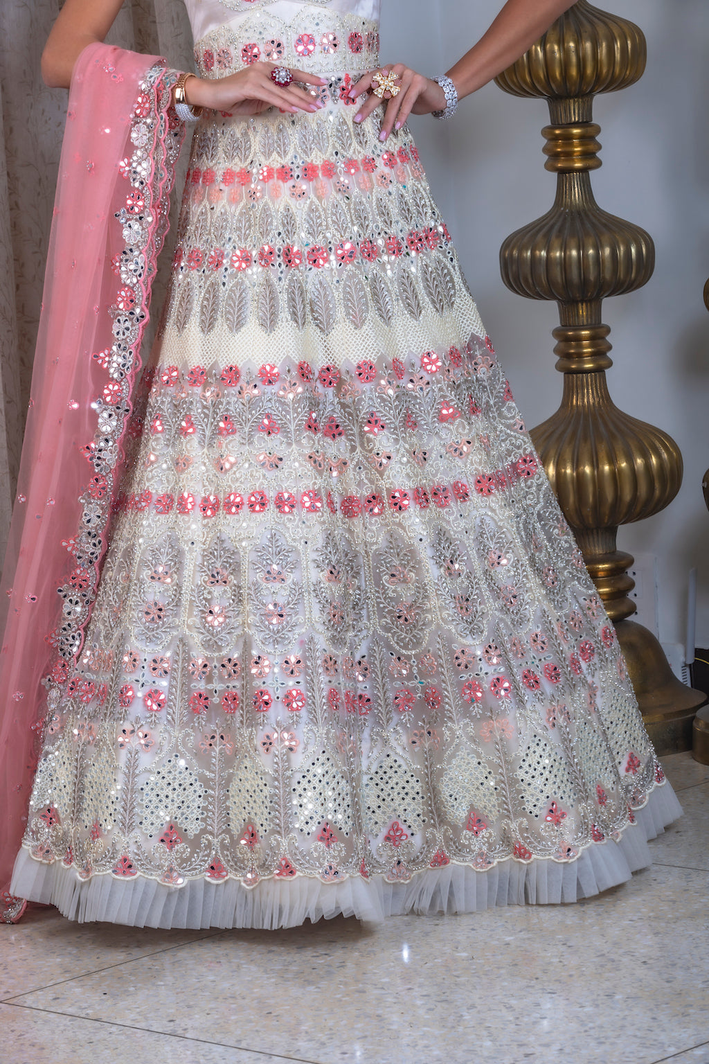 Crean Gown with contrast scarf