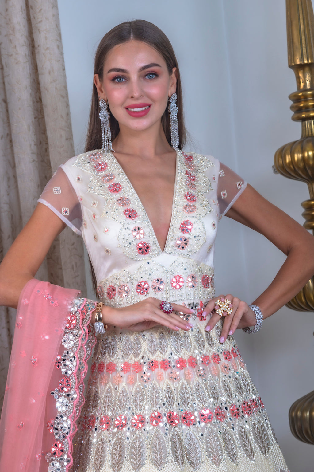 Crean Gown with contrast scarf