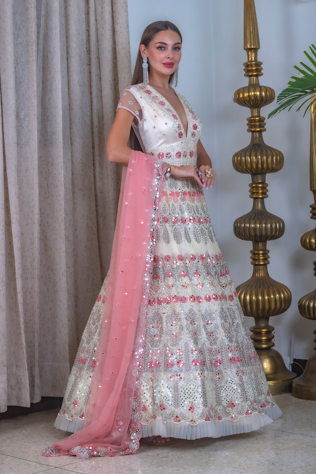 Crean Gown with contrast scarf