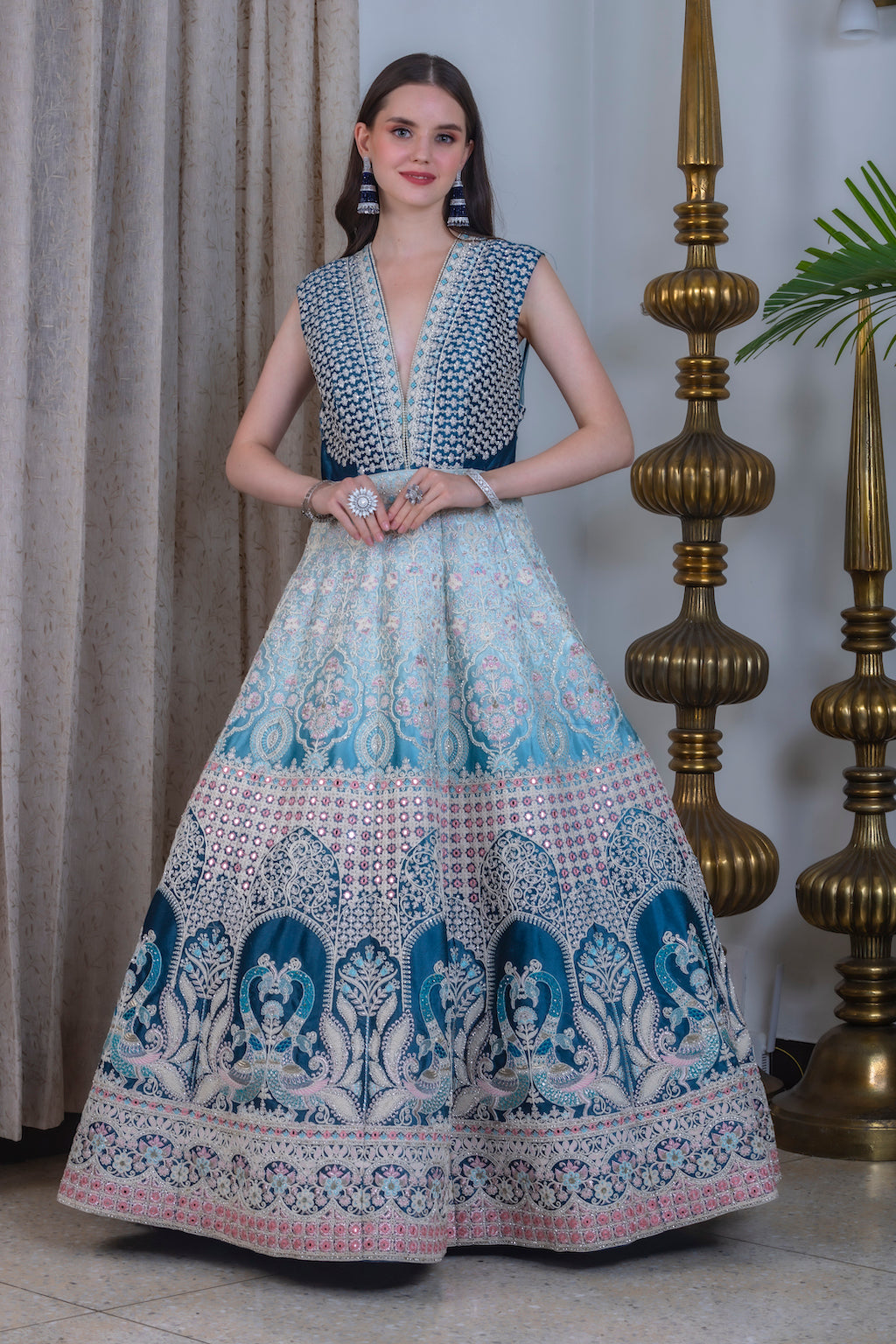Baby blue and turquoise Ombre Lehenga