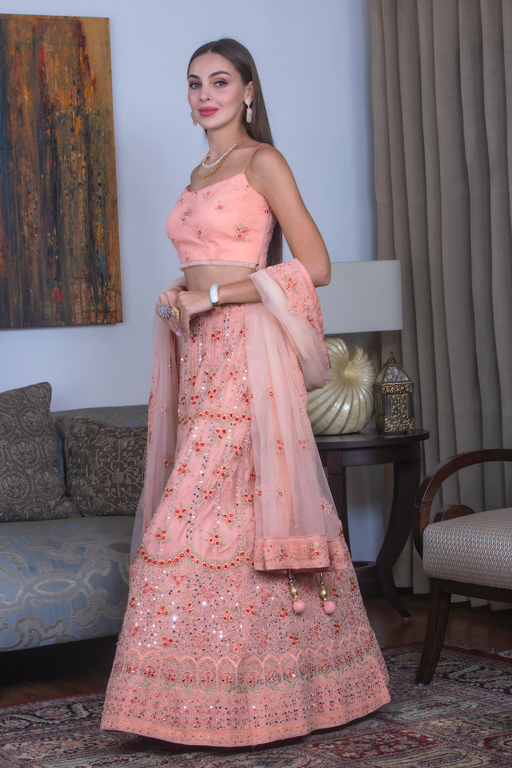 Peach Lehenga