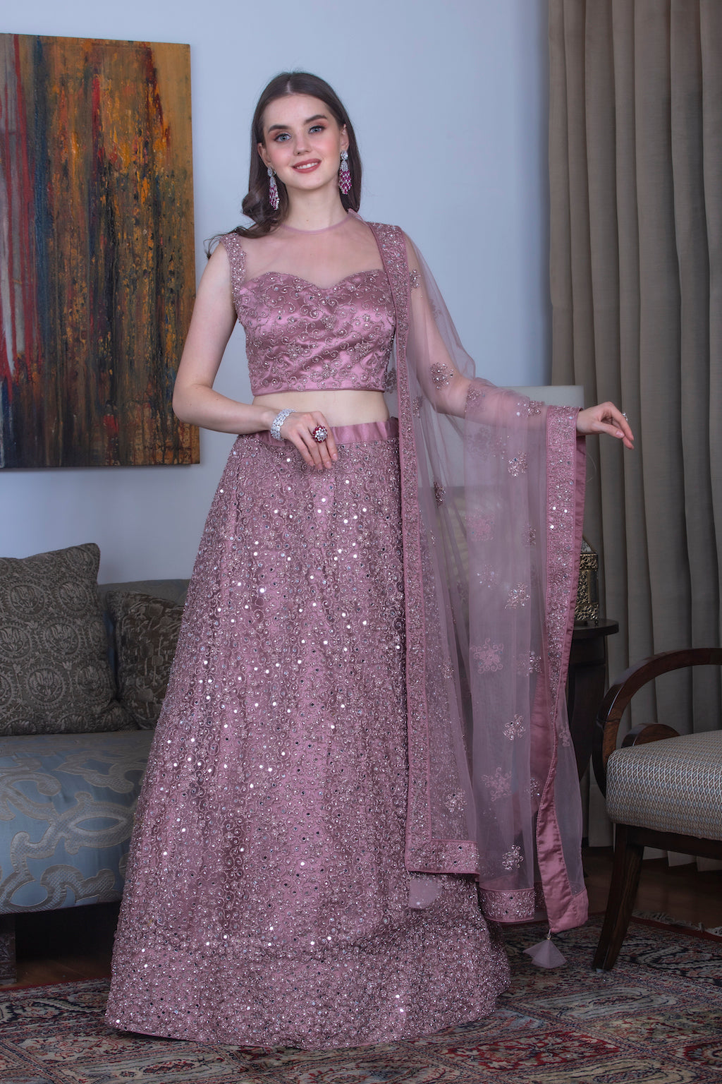 Onion Color Lehenga