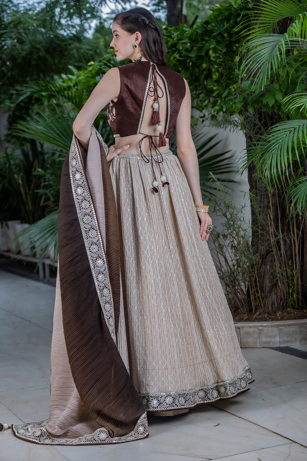 Light Brown Lehenga with dark brown top