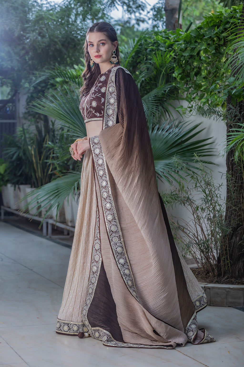 Light Brown Lehenga with dark brown top