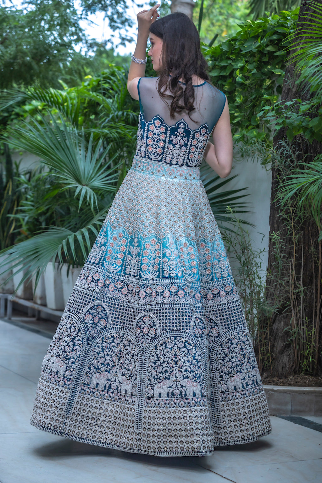 Baby blue and turquoise Ombre Lehenga