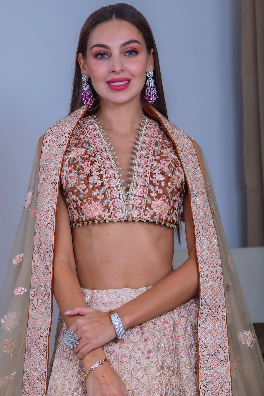 Beige and Brown Ombre Lehenga