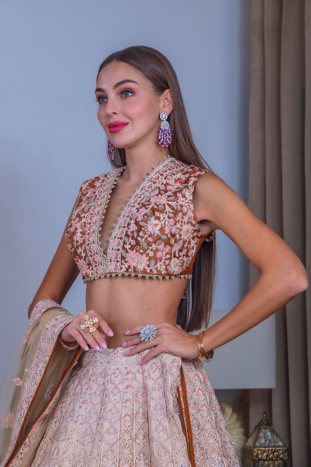 Beige and Brown Ombre Lehenga