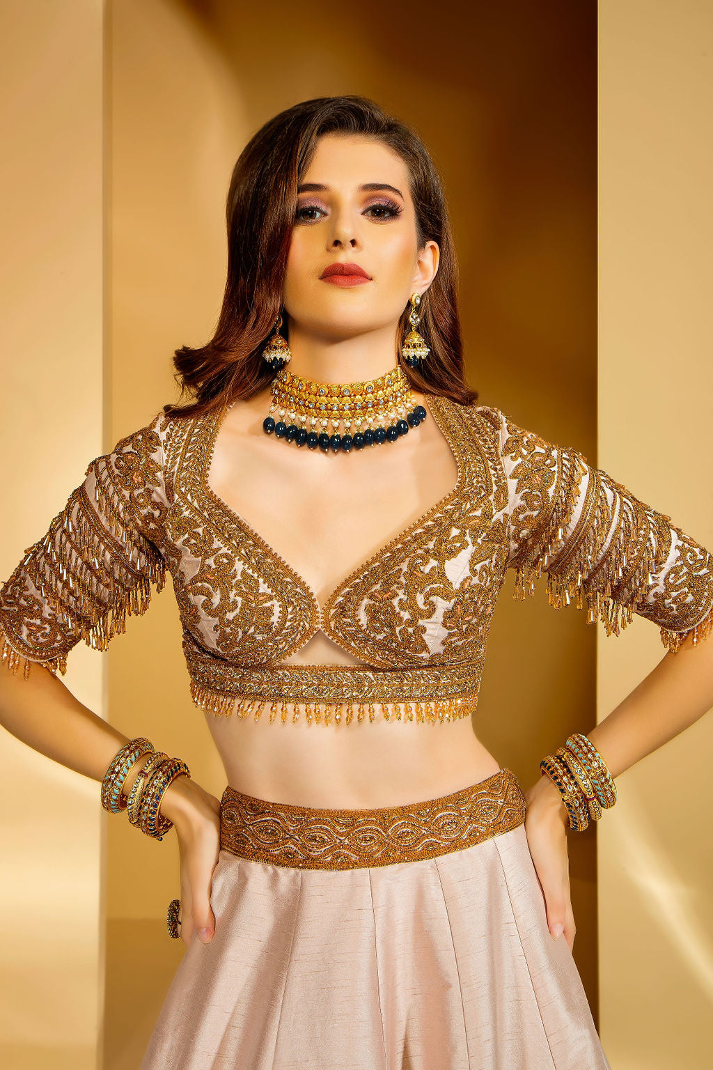 Pink Silk top and Skirt