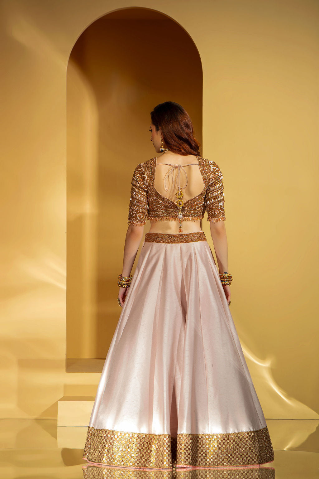 Pink Silk top and Skirt