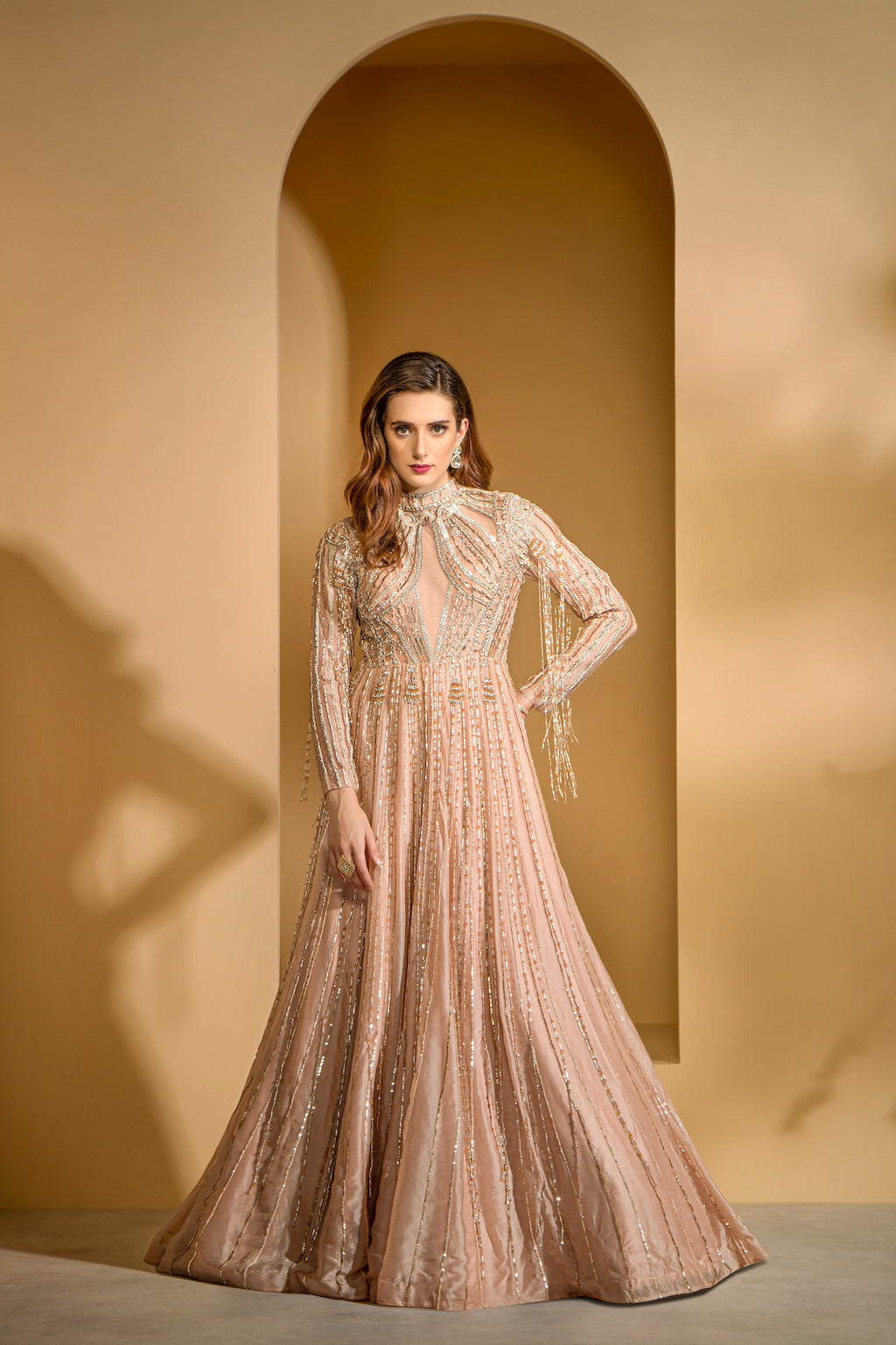 Nude Embrodered Gown
