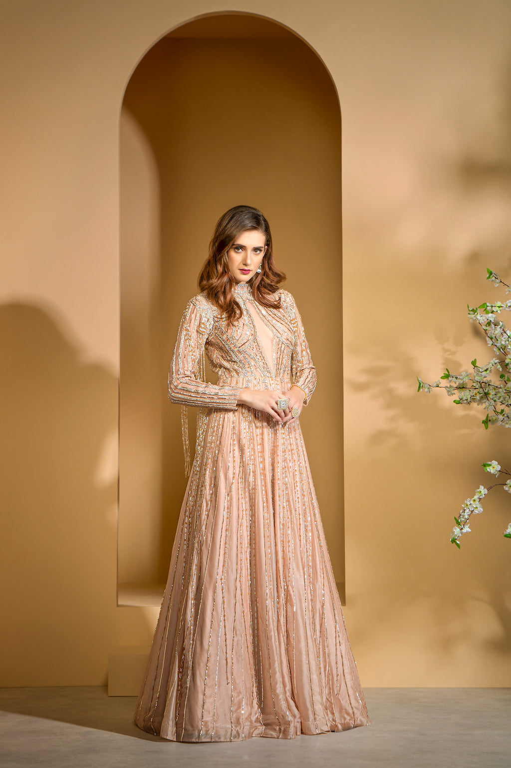 Nude Embrodered Gown
