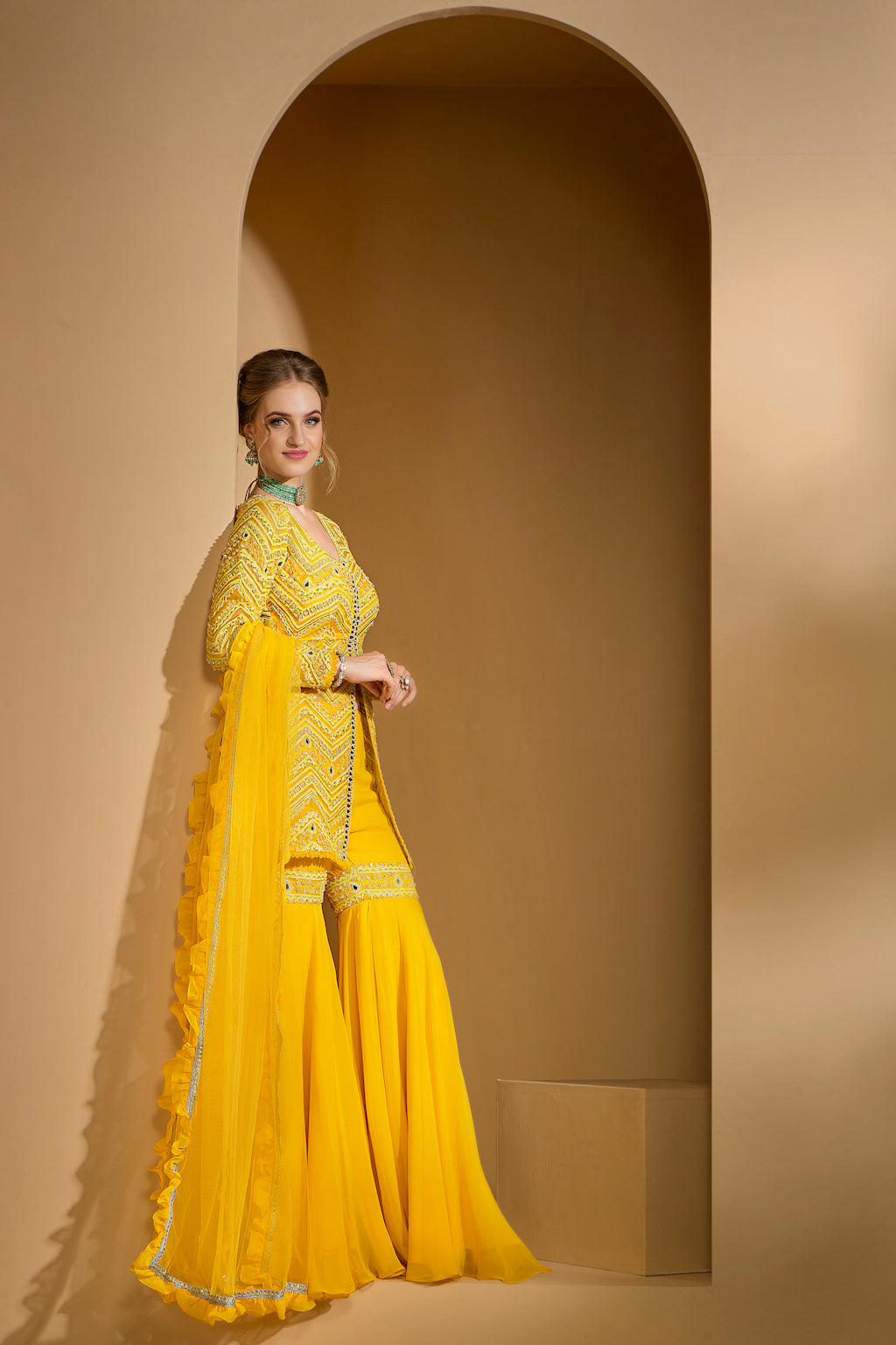 Yellow Peplum with Gharara