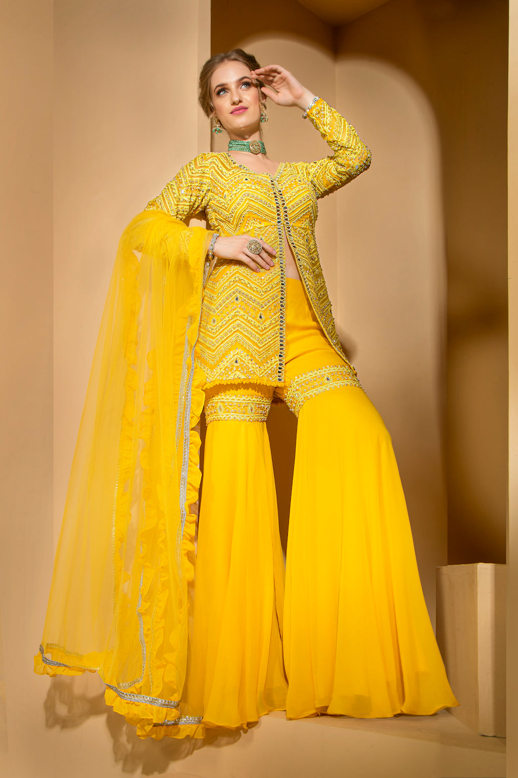 Yellow Peplum with Gharara