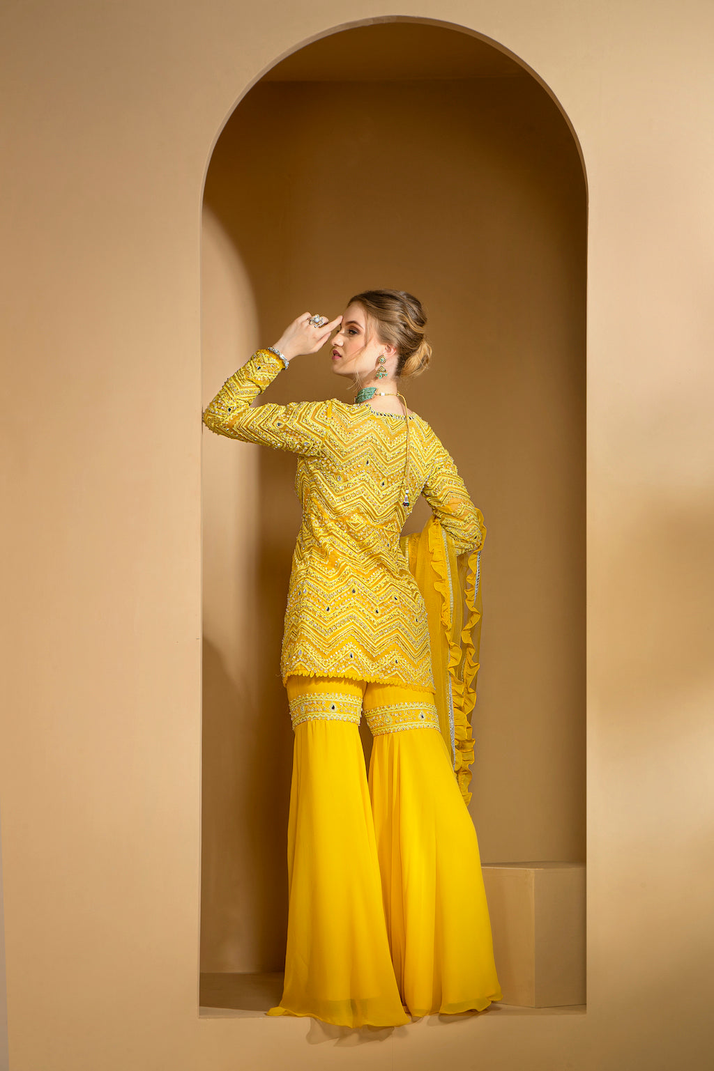 Yellow Peplum with Gharara