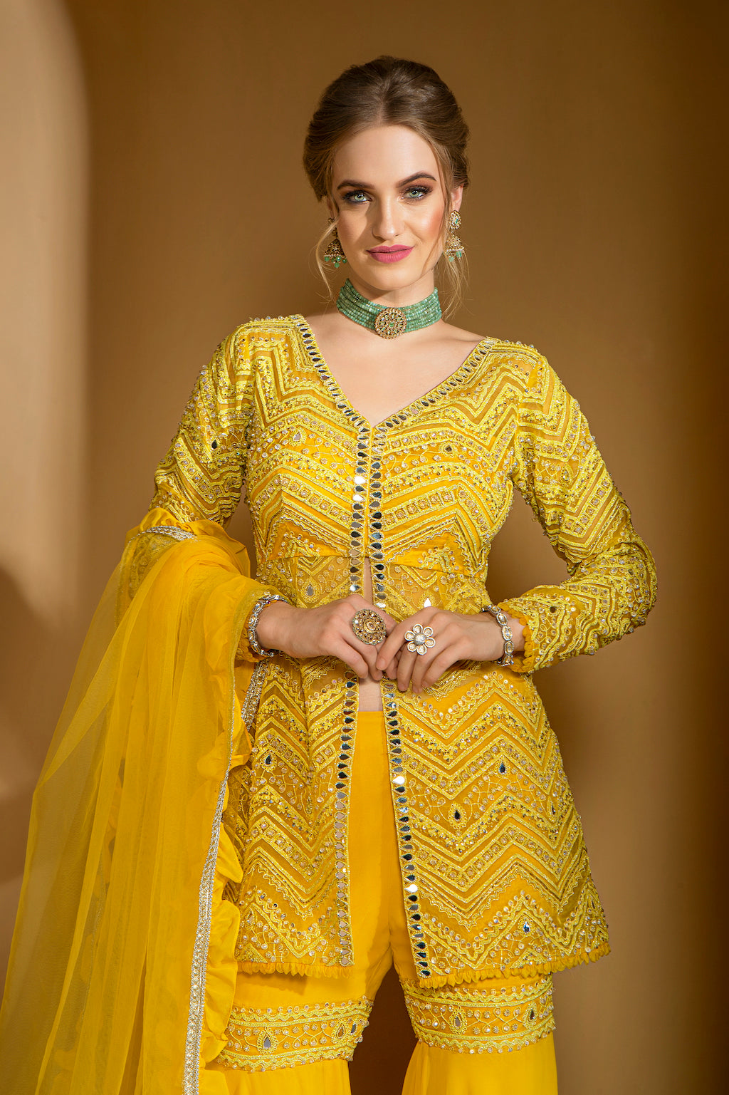 Yellow Peplum with Gharara