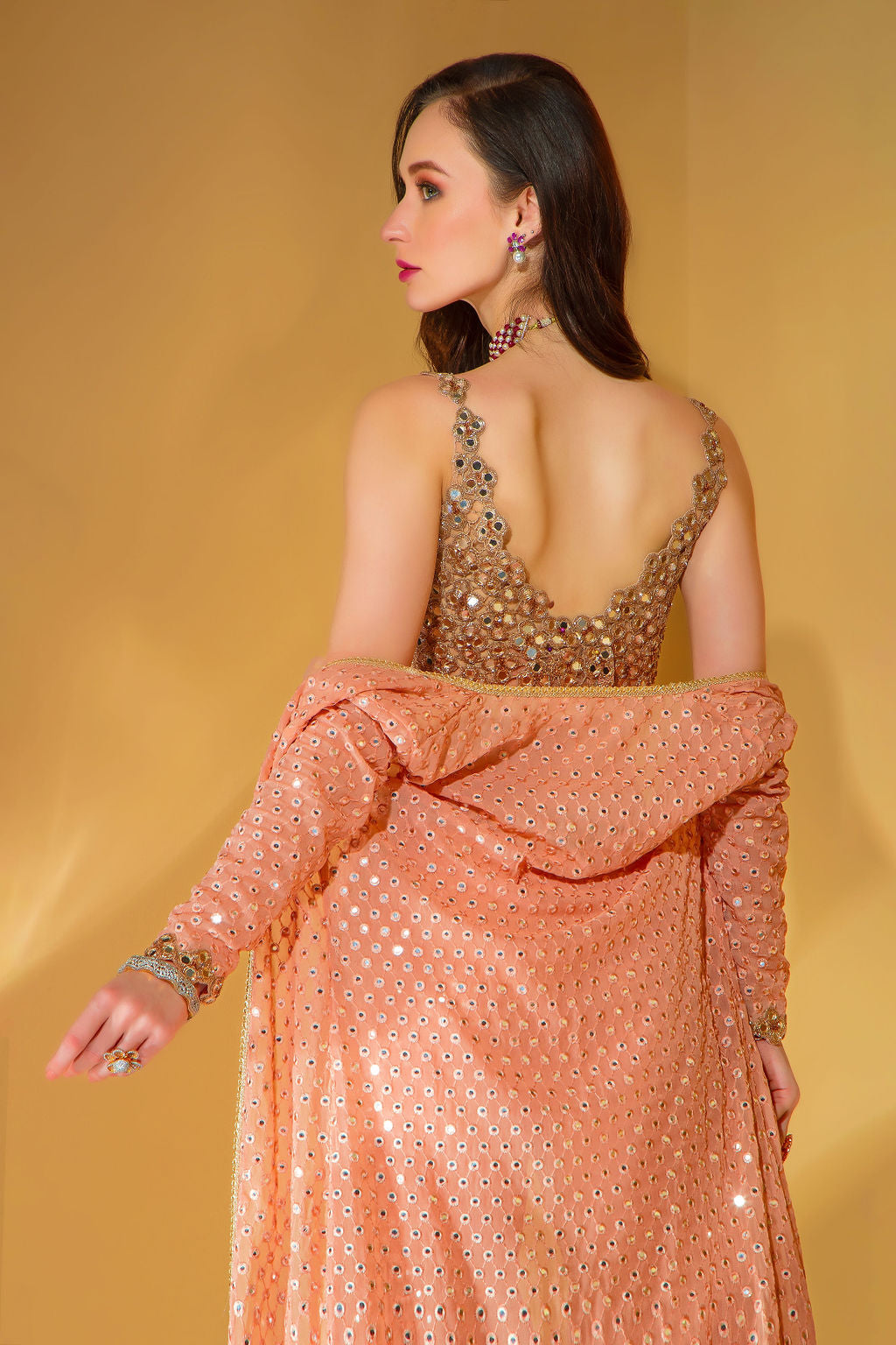 Embroidered top Gharara and matching Jacket