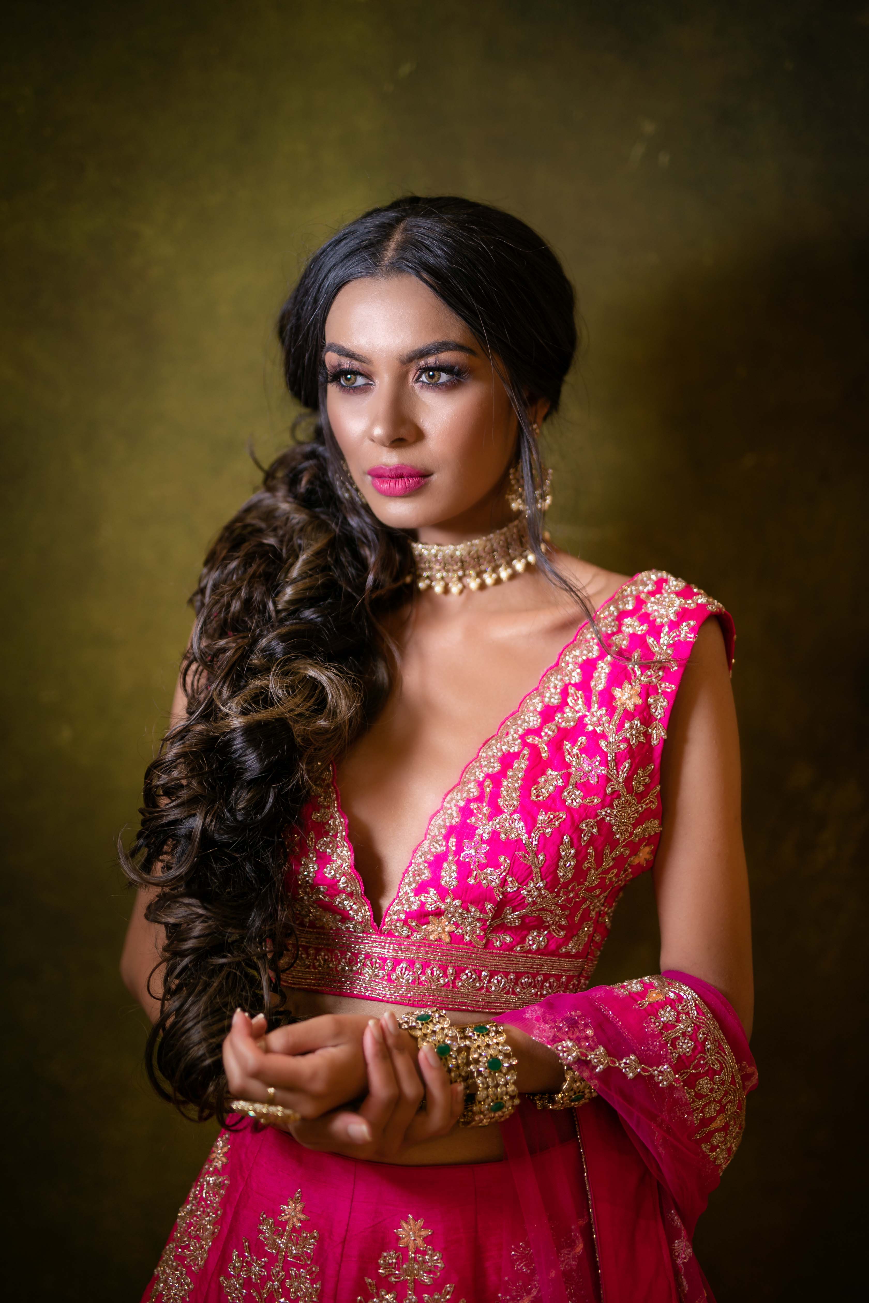 Ombre Bridal Lehenga in Hot Pink to Red Tone