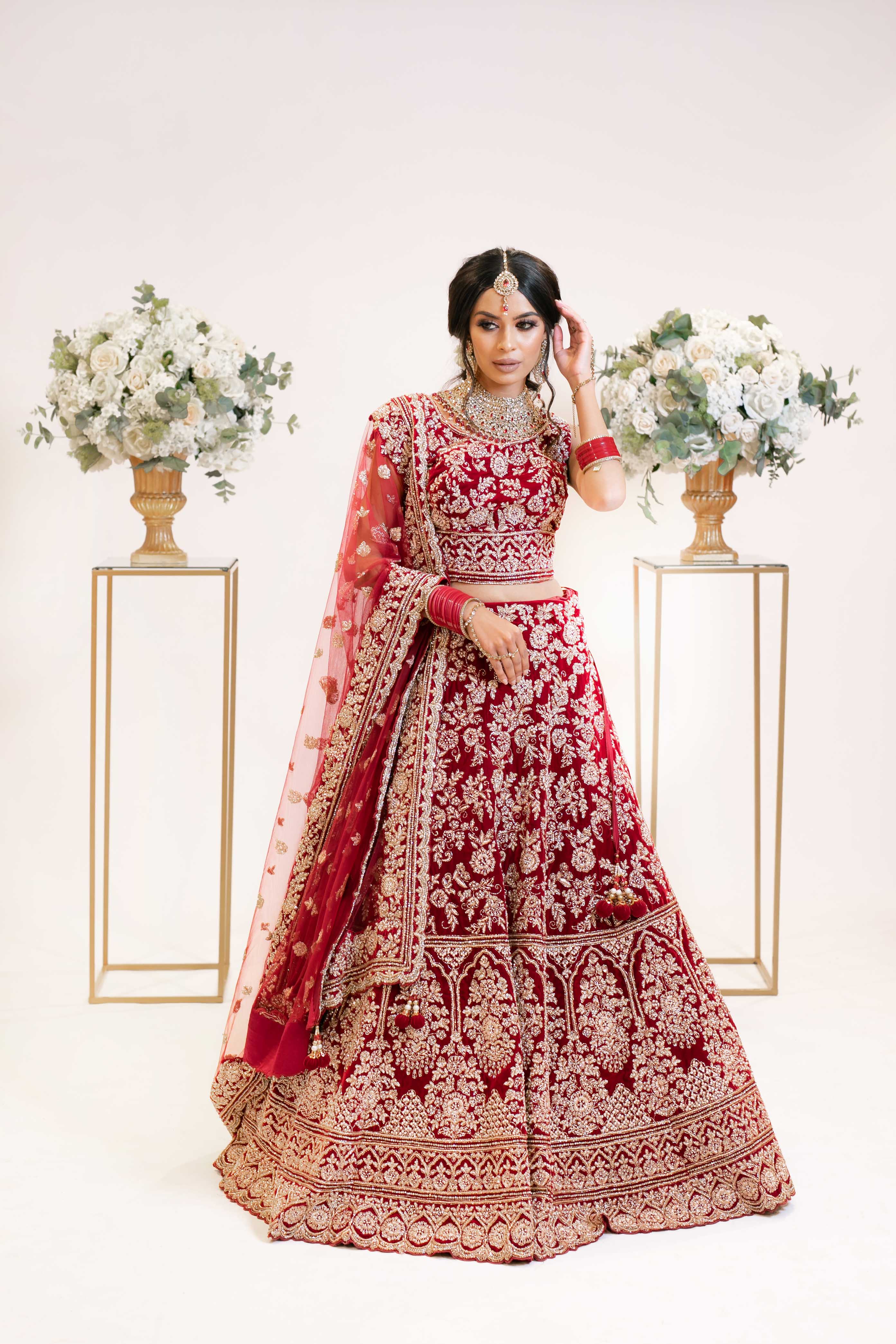 Dark Red Bridal Lehenga