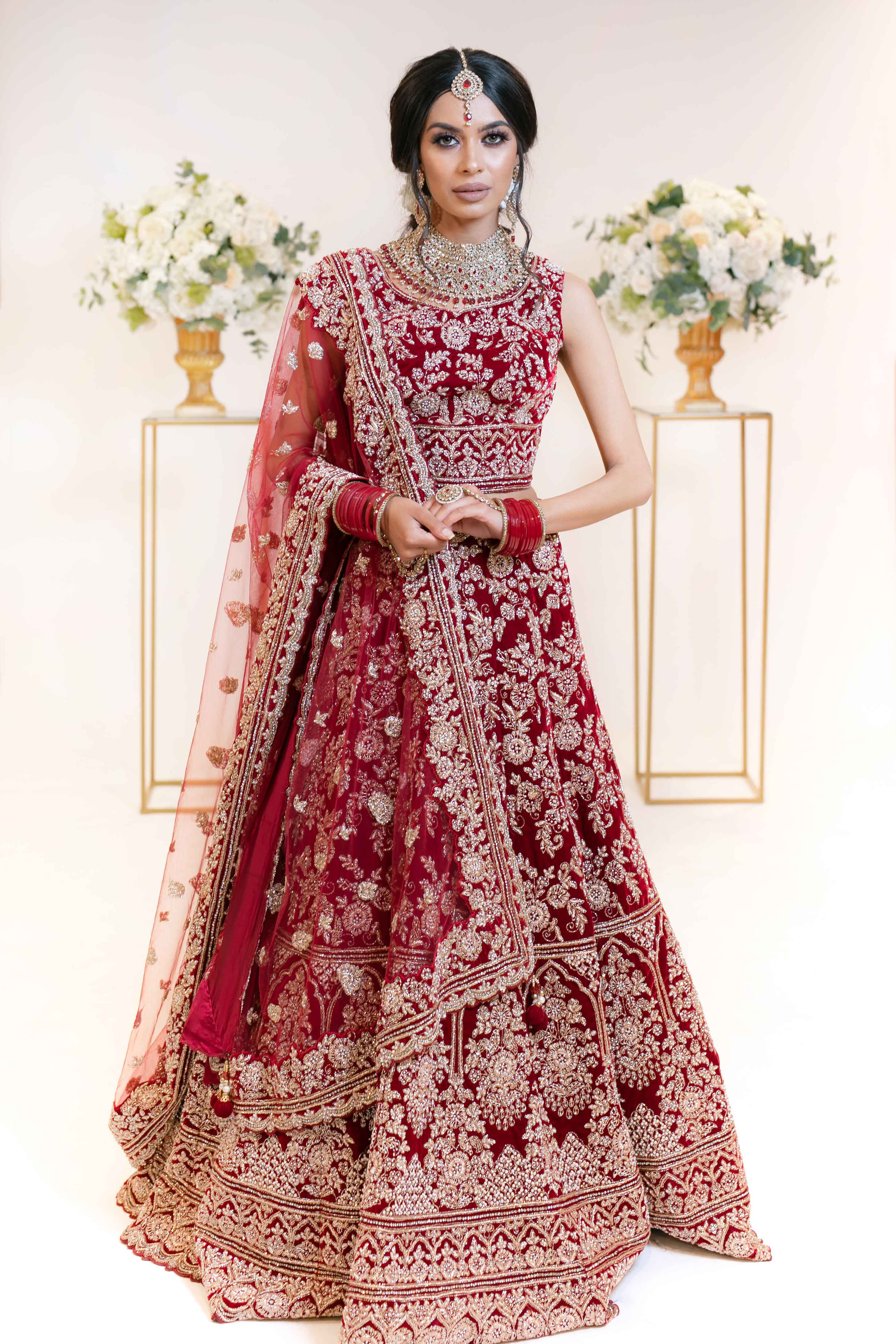 Dark Red Bridal Lehenga