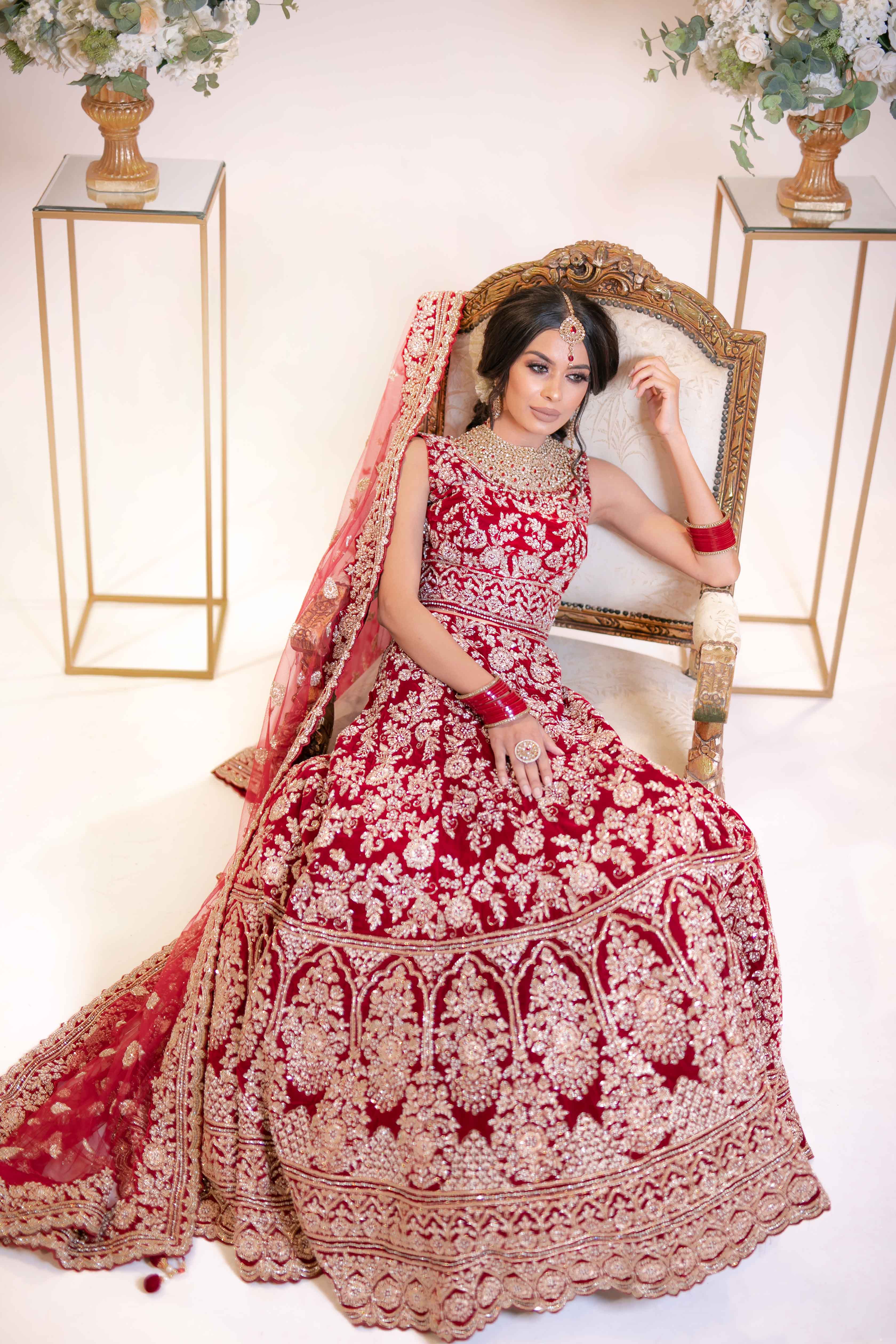 Dark Red Bridal Lehenga