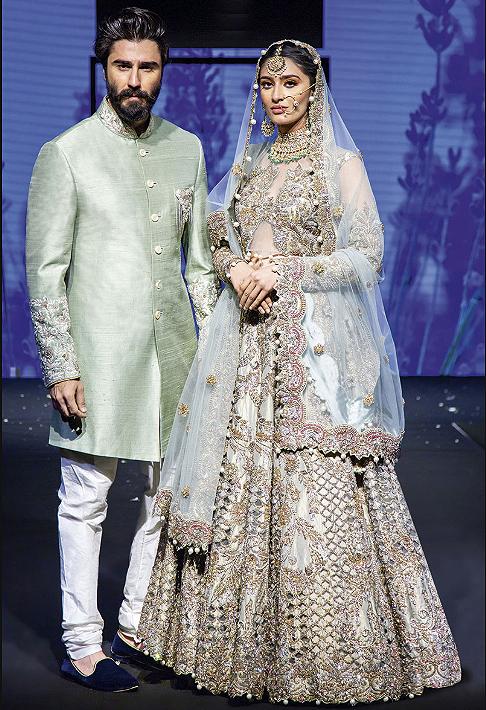 Mint Bridal lehenga and sherwani