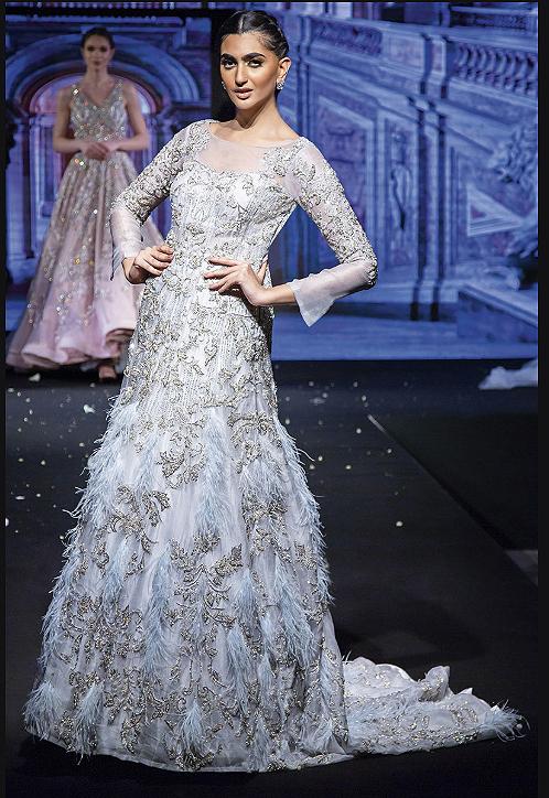 Powder Blue trail gown