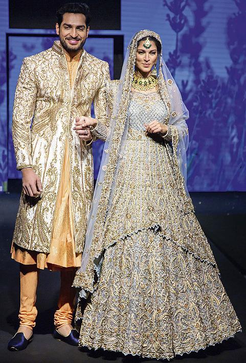 Grey Bridal peplum Lehenga