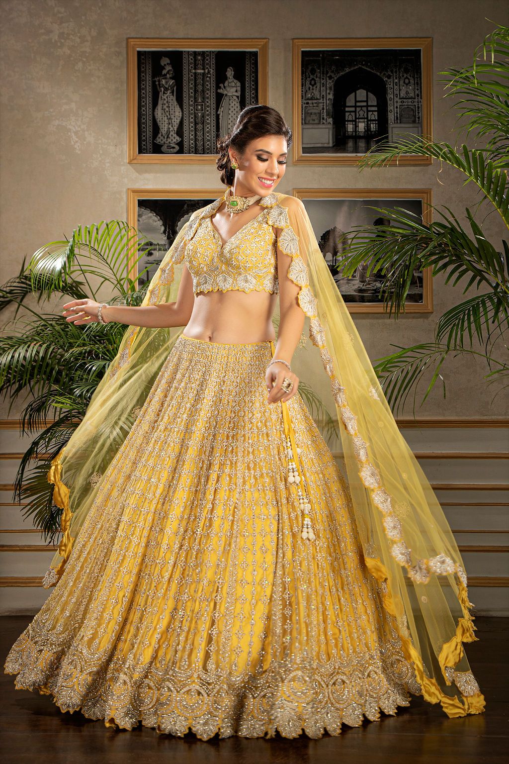 Yellow Embroidered Bridal Lehenga