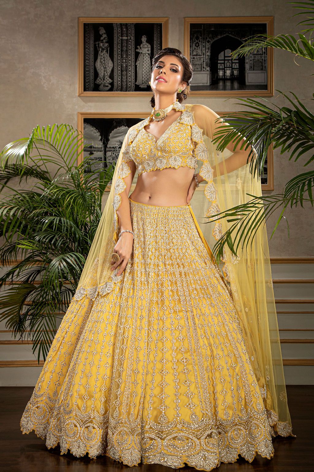 Yellow Embroidered Bridal Lehenga