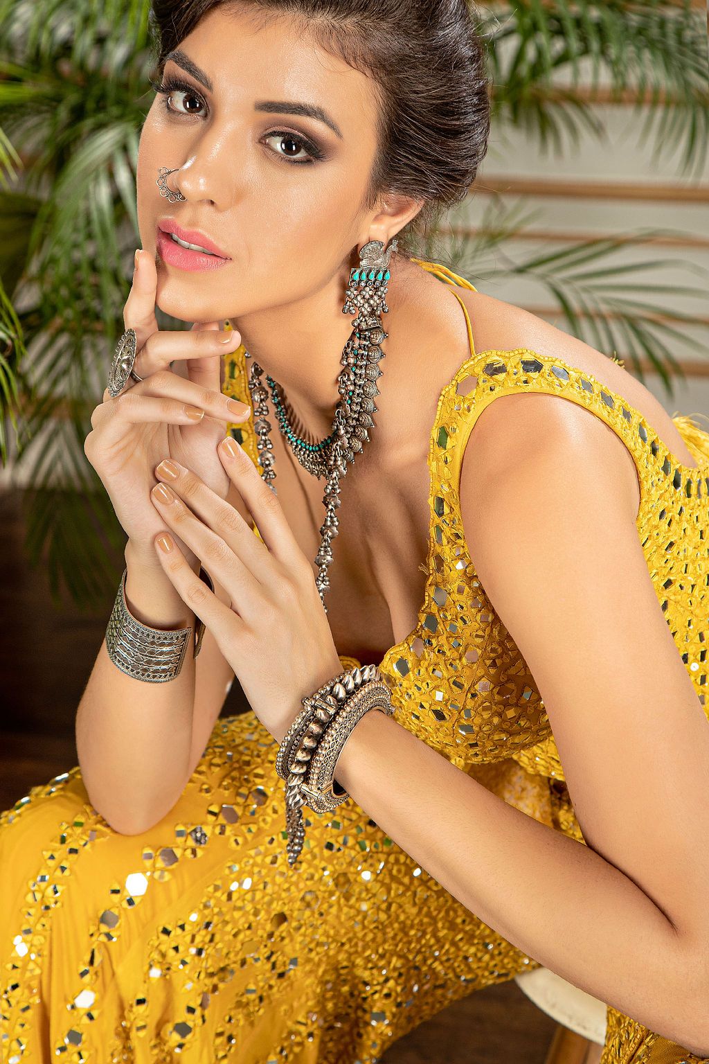 Stylish Mirror embroidered Peplum aand Plazo