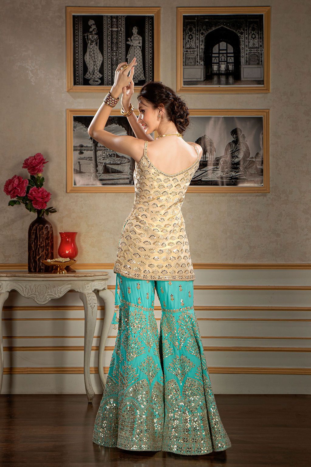 Heavily embroidered Sharara Suit